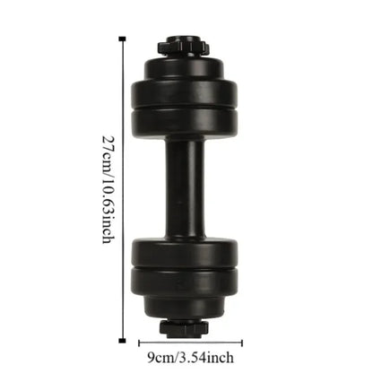 plastic dumbbells with water